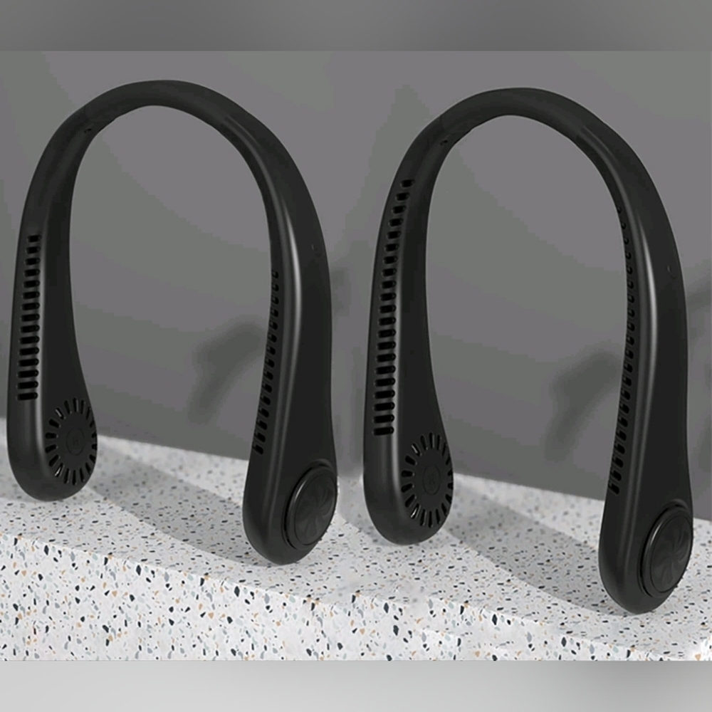 NEW Black Rechargeable Neck Fan (1)